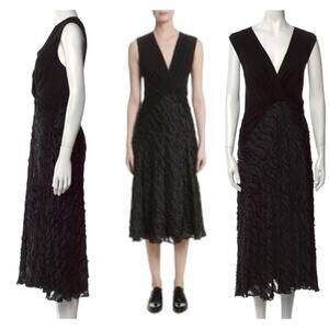 YIGAL AZROUËL Plunge Neckline Long Dress Size 2 Black *Flaw Upcycle Project